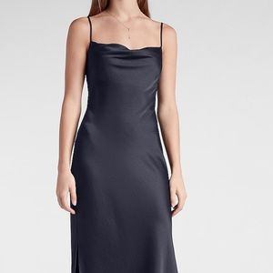 Express Navy Satin Midi-Maxi Dress